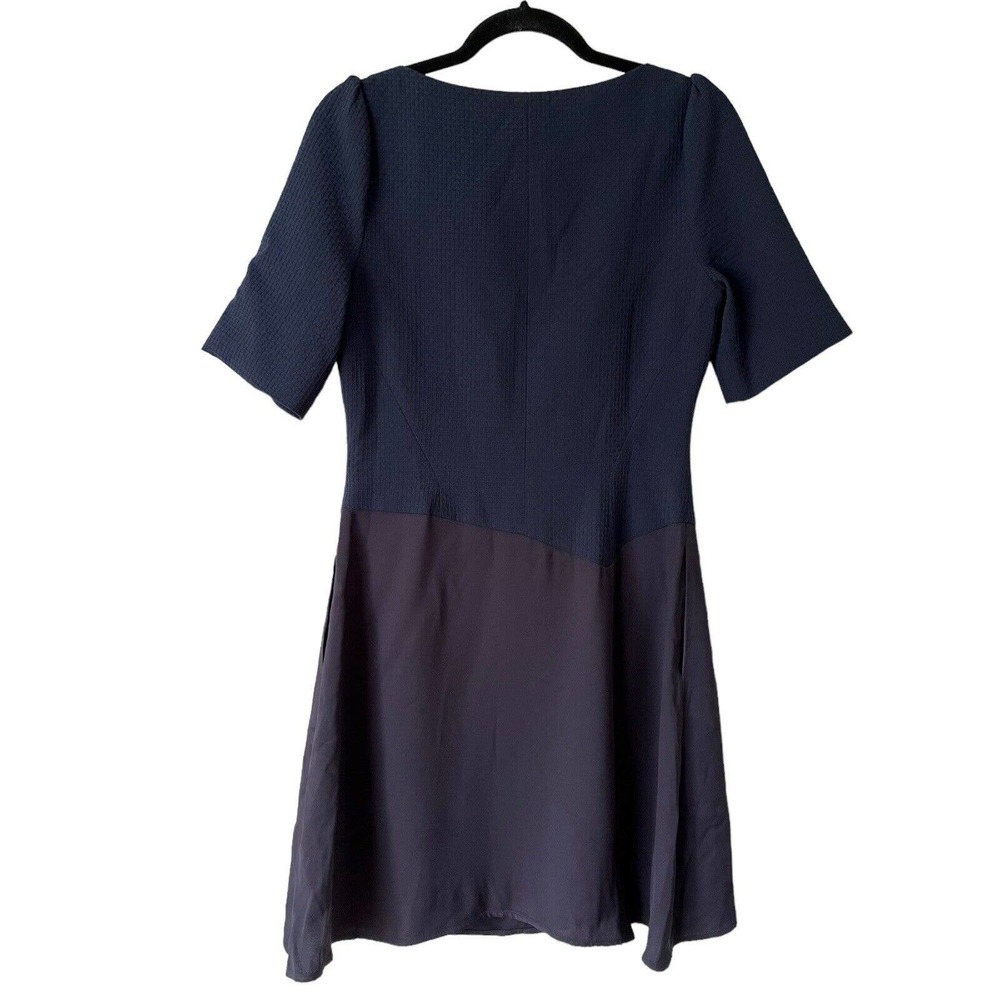 Reiss Navy Blue Textured Knee Length Sheath Career Dress Size 6 - Picture 2 of 6